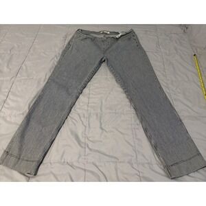 Levis 524 Skinny Jeans Womens 34x26 Blue White Hickory Stripe Low Rise Denim
